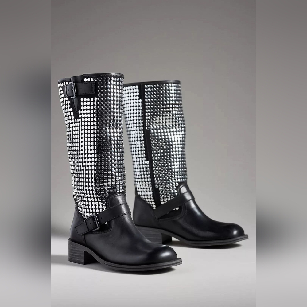 Anthropologie Vicenza Studded Moto Boots